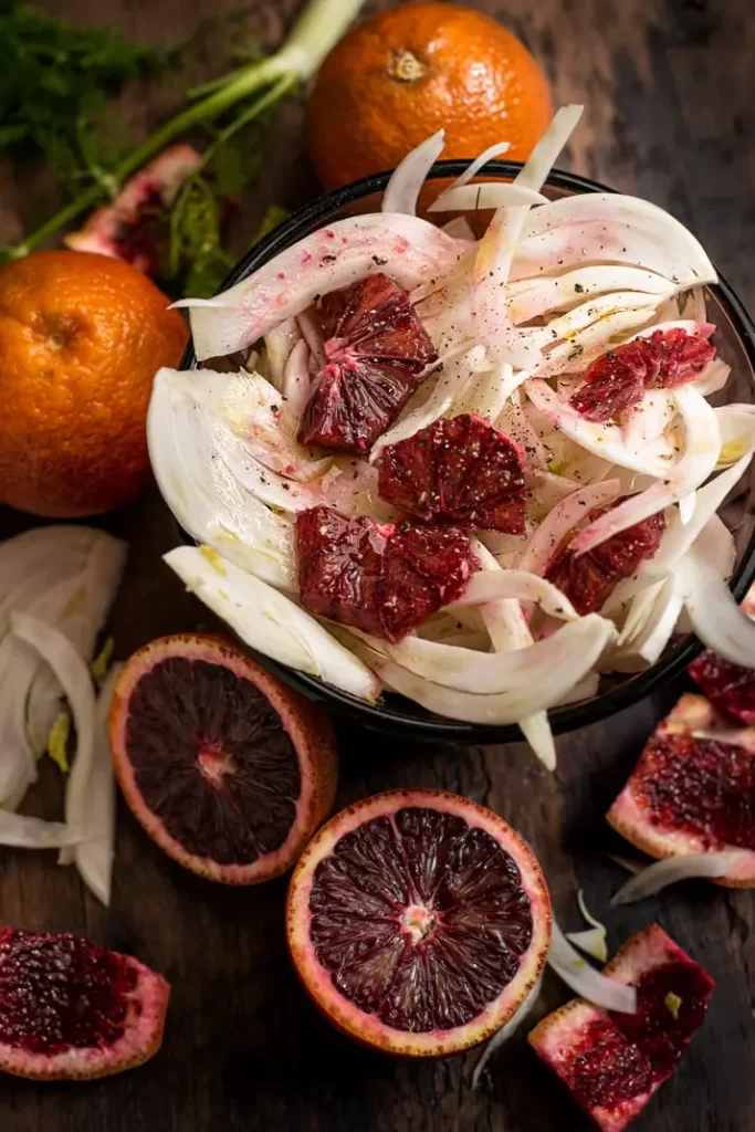 Fresh fennel and blood orange salad with vinaigrette