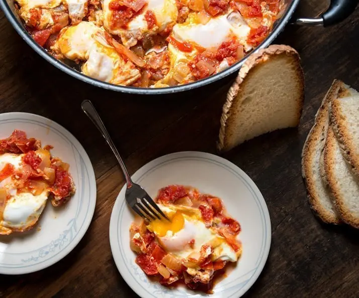 Eggs with tomato and onion